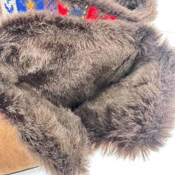 Alegria Nanook Cozy Choco Boots Brown Suede Leather Tribal Faux Fur 38 8 - Picture 10 of 10
